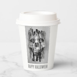 ハロウィンおめでとう。ボロボロのドクロ 紙コップ