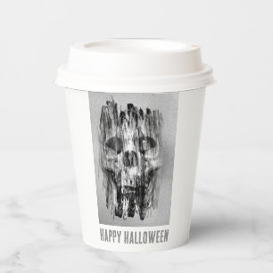 ハロウィンおめでとう。ボロボロのドクロ 紙コップ