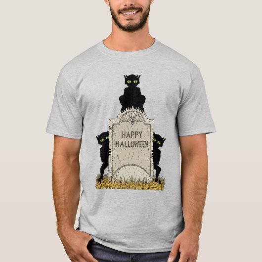 ハロウィンおめでとう 三悪魔 Tシャツ (正面)