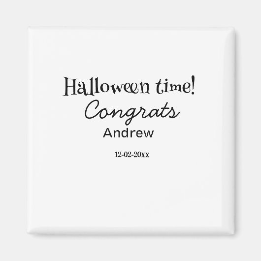 ハロウィンおめでとう 名前+日付+年度+卒業 マグネット (正面)