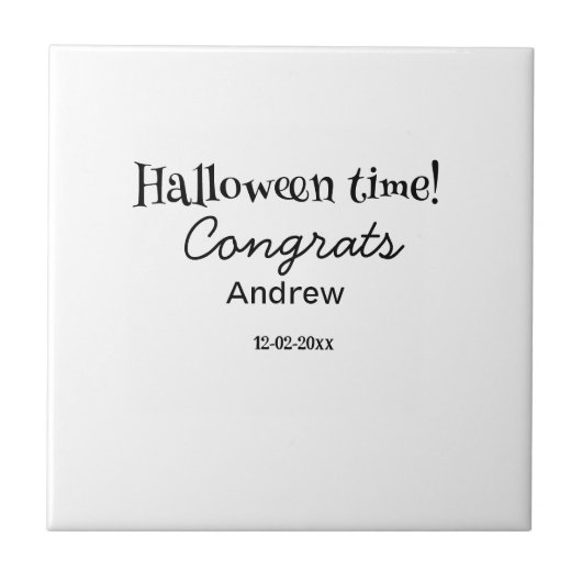 ハロウィンおめでとう 名前+日付+年+卒業 タイル (正面)