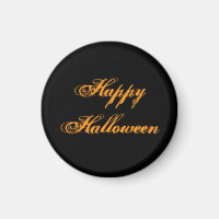 ハロウィンおめでとう 手書きマグネット (ブラック&オレンジ