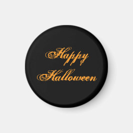 ハロウィンおめでとう 手書きマグネット (ブラック&オレンジ マグネット