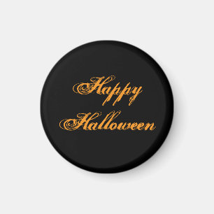ハロウィンおめでとう 手書きマグネット (ブラック&オレンジ マグネット