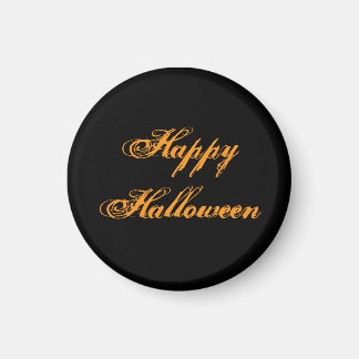 ハロウィンおめでとう 手書きマグネット (ブラック&オレンジ マグネット