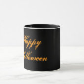 ハロウィンおめでとう 手書きマグ (ブラック&オレンジ) マグカップ (中央)