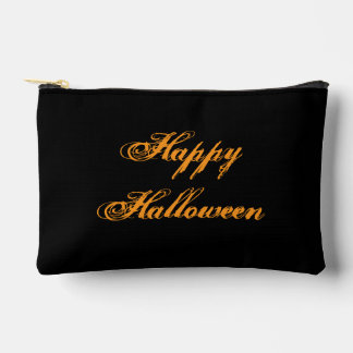 ハロウィンおめでとう 手書き コスメポーチ (ブラック) アクセサリーポーチ