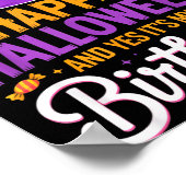 ハロウィンおめでとう&私の誕生日です 魔女の帽子 ポスター (角)
