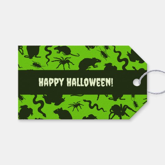 ハロウィンおめでとう！黒い怖い虫たち ギフトタグ (正面(横))