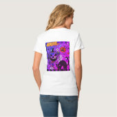 ハロウィンおめでとう 黒猫 Tシャツ (裏面フル)