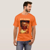ハロウィンおめでとう。3Dの人間のドクロ Tシャツ (正面フル)