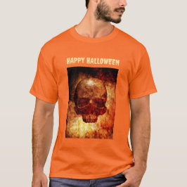 ハロウィンおめでとう。3Dの人間のドクロ Tシャツ