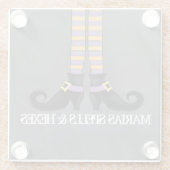 ハロウィンおもしろいかわいいお洒落魔女の靴 ガラスコースター (裏面)