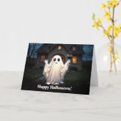 ハロウィンおもしろいかわいい家から家へ カード (黄色い花)