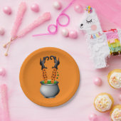 ハロウィンおもしろいかわいい魔女ブラックとオレンジ ペーパープレート (パーティー)