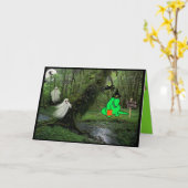 ハロウィンおもしろいなカードのトリック及び御馳走恐竜 カード (黄色い花)