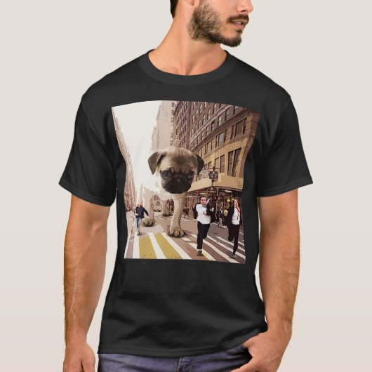 ハロウィンおもしろいに愛犬家のためのPUGZILLA Pug Tシャツ (正面)