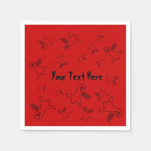 ハロウィンおもしろいのための黒い幽霊叫ぶブー スタンダードカクテルナプキン (正面)