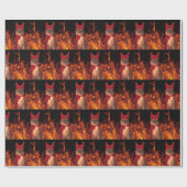 ハロウィンおもしろいの悪魔の衣装を着た猫 ラッピングペーパー (フラット)