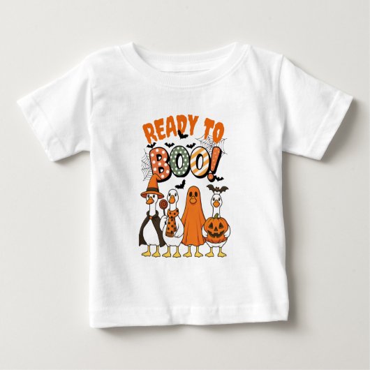 ハロウィンおもしろいの準備ができているアヒル ベビーTシャツ (正面)