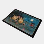 ハロウィンおもしろいの魔女に追われたカボチャの人たち ドアマット (アングル)