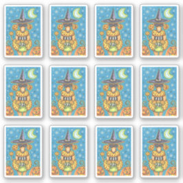 ハロウィンおもしろいの魔女の衣装のカボチャのプードル シール