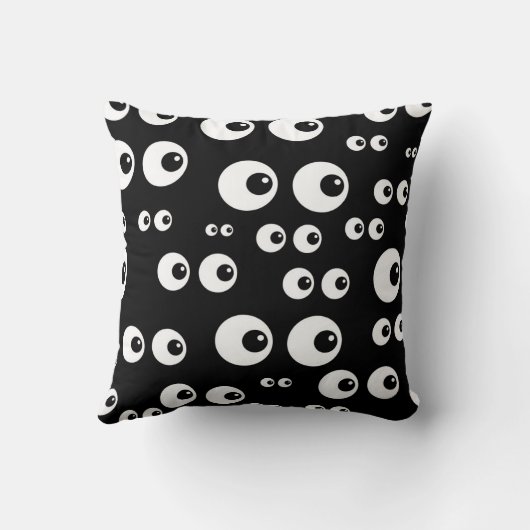 ハロウィンおもしろいを見る黒いシームレスな目不気味 クッション (裏面)