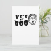 ハロウィンおもしろいカップルが私のブー幽霊 カード (スタンド正面)