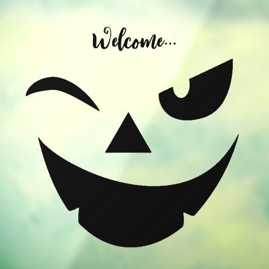 ハロウィンおもしろいカボチャ顔窓にしがみつく ウィンドウサイン (シート3)