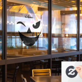 ハロウィンおもしろいカボチャ顔窓にしがみつく ウィンドウサイン