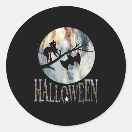 ハロウィンおもしろいキャットハロウィン誕生日 ラウンドシール (正面)