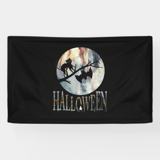 ハロウィンおもしろいキャットハロウィン誕生日 横断幕 (横)