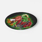 ハロウィンおもしろいグリーンゾンビアクスオンキーチェーン ペーパープレート (アングル)