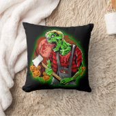 ハロウィンおもしろいグリーンゾンビアクス クッション (ブランケット)