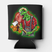 ハロウィンおもしろいグリーンゾンビアクス 缶クーラー (裏面)