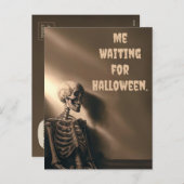 ハロウィンおもしろいスケルトンに興奮カスタムした シーズンポストカード (正面/裏面)