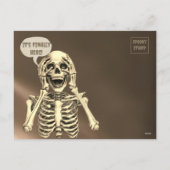 ハロウィンおもしろいスケルトンに興奮カスタムした シーズンポストカード (裏面)