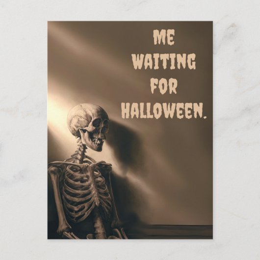 ハロウィンおもしろいスケルトンに興奮カスタムした シーズンポストカード (正面)