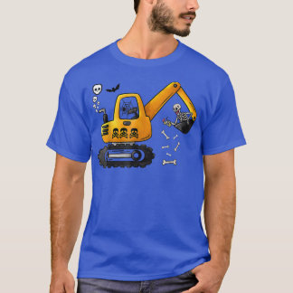 ハロウィンおもしろいスケルトントラック掘おもしろい削機 Tシャツ