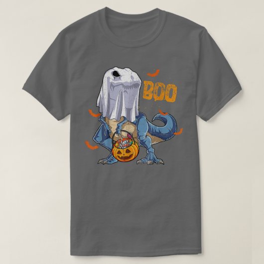 ハロウィンおもしろいスケルトン乗馬ミイラ恐竜T r Tシャツ (デザイン正面)