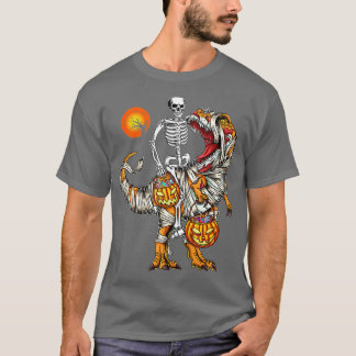 ハロウィンおもしろいスケルトン乗馬ミイラ恐竜T R Tシャツ