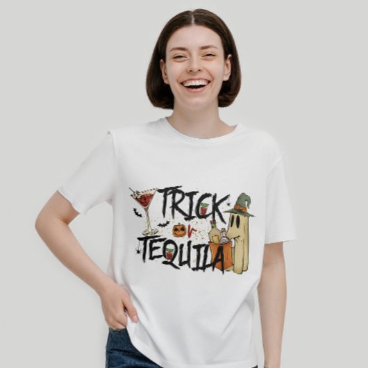ハロウィンおもしろいトリックまたはテキーラ引用文 Tシャツ