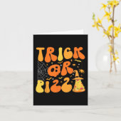 ハロウィンおもしろいトリックまたはピザ怖い幽霊デコGr カード (黄色い花)