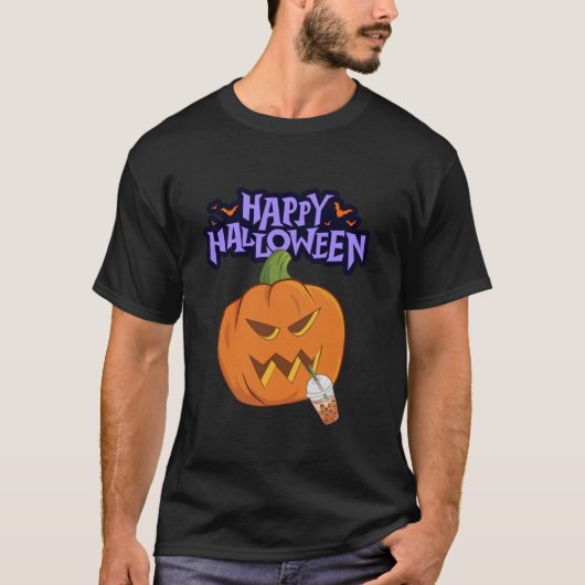 ハロウィンおもしろいパンプキンスパイスハッピーハローウィンスカー Tシャツ (正面)