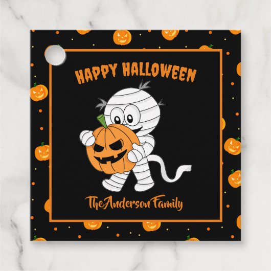 ハロウィンおもしろいパンプキンパーティー付きミイラ歩く フェイバータグ (正面)