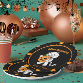 ハロウィンおもしろいパンプキンパーティー付きミイラ歩く ペーパープレート