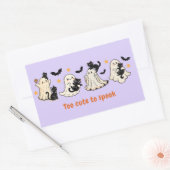 ハロウィンおもしろい可愛不気味幽霊猫 長方形シール (封筒)