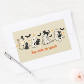 ハロウィンおもしろい可愛不気味幽霊猫 長方形シール (封筒)