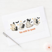 ハロウィンおもしろい可愛不気味幽霊猫 長方形シール (封筒)