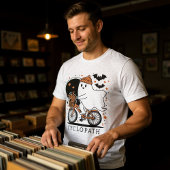 ハロウィンおもしろい幽霊サイクリング環状路 トライブレンドTシャツ